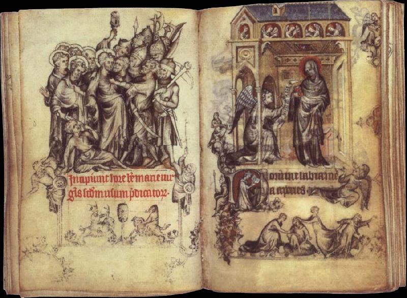  The Betrayal of Christ and Annunciation,from the Hours of Jeanne d-Evreux
